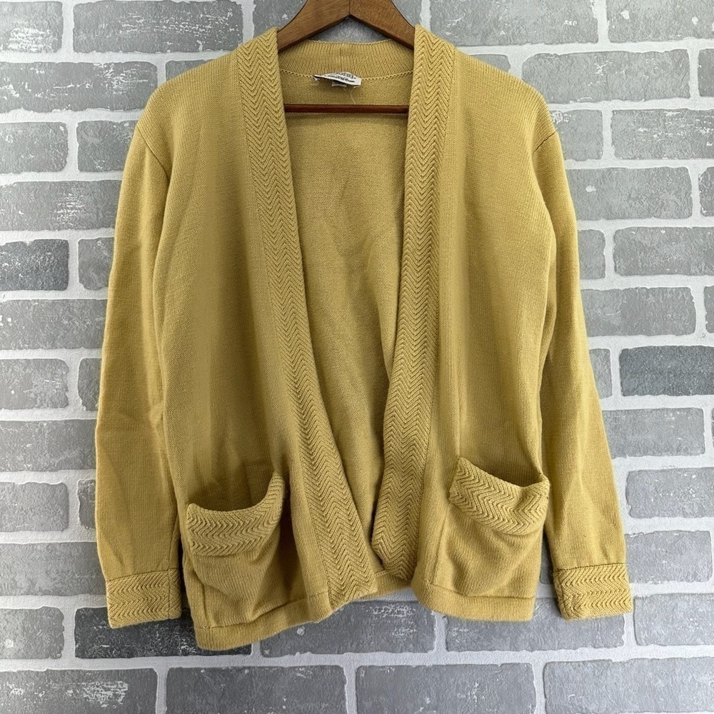 St John Size 8 Yellow Open Front Knit Cardigan